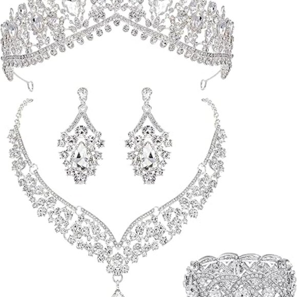 Earrings Necklace Bracelet Tiaras and Crowns Crystal Costume Party for Women - Picture 1 of 4